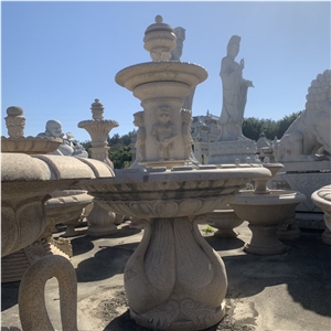 Factory Direct Stone Sculptured Water Fountain For Garden Design